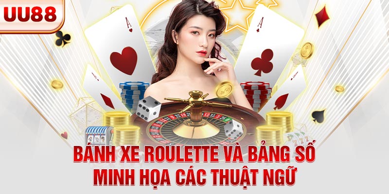 Bánh xe roulette và bảng số minh họa các thuật ngữ